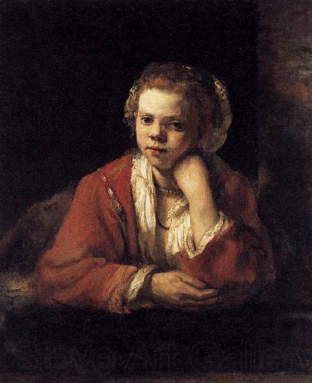 REMBRANDT Harmenszoon van Rijn Girl at a Window Germany oil painting art